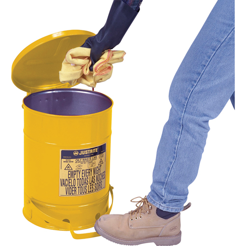 Oily Waste Cans, FM Approved/UL Listed, 21 US gal., Yellow Cantin et fils