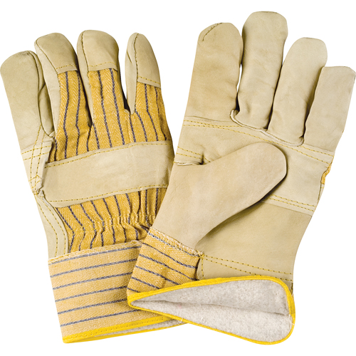 Gants d'ajusteur doubl&eacute;s pour l'hiver &agrave; paume renforc&eacute;e, Grand, Paume en Cuir fleur de vache, Doublure en Molleton de coton Cantin et fils