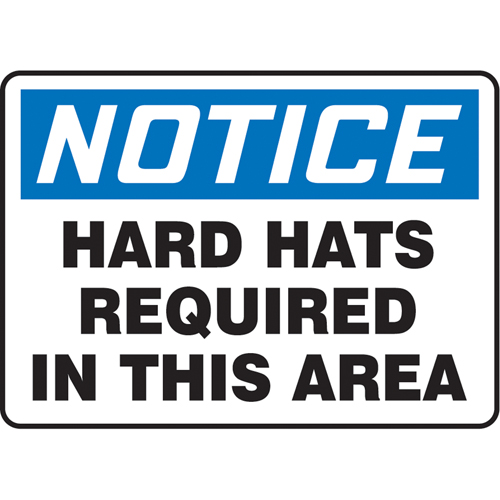 "Hard Hats Required" Sign, 7" x 10", Vinyl, English Cantin et fils