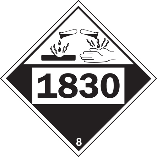Plaque-&eacute;tiquette TMD 1830 pour mat&eacute;riaux corrosifs acide sulfurique, Plastique Cantin et fils