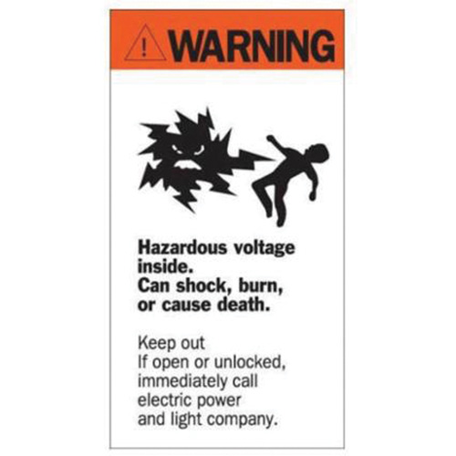 Enseigne Warning Hazardous Voltage, 8" x 4-1/2", Acrylique, Anglais avec pictogramme Cantin et fils