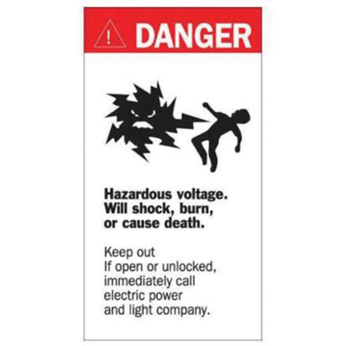Enseigne Danger Hazardous Voltage, 8" x 4-1/2", Acrylique, Anglais avec pictogramme Cantin et fils