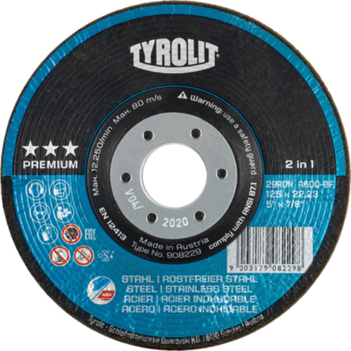 Rondeller Depressed Centre Grinding Wheel, 4-1/2", 36 Grit, 7/8", 13300 RPM, Type 29 Cantin et fils