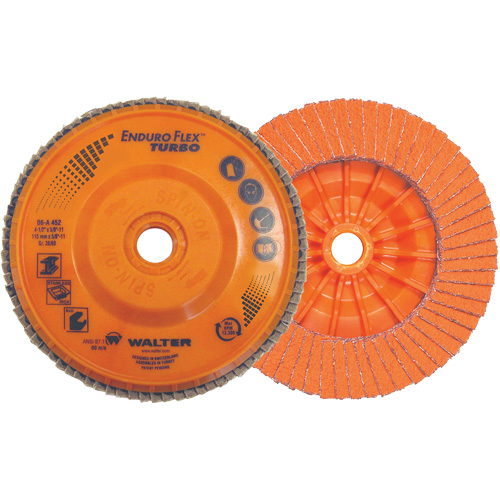 Disque &agrave; lamelles Enduro-Flex Turbo, 4-1/2" x 5/8"-11, Grain 36/60 Cantin et fils