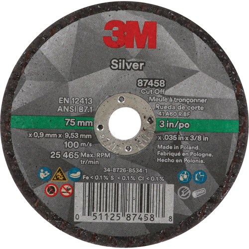 Meule &agrave; tronçonner Silver, 3" x 0,04", Arbre de 3/8"-24, Type 1, C&eacute;ramique, 25645 Tr/min Cantin et fils