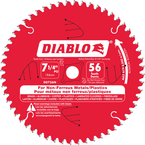 Lame de scie en aluminium, 7-1/4", 56 dents, Pour Non ferreux Cantin et fils