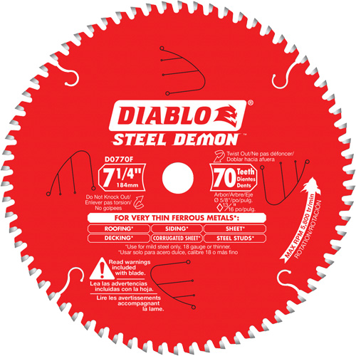 Lame de scie &agrave; d&eacute;couper Steel Demon, 7-1/4", 70 dents, Pour M&eacute;tal Cantin et fils