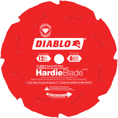 Lame de scie &agrave; d&eacute;couper HardieBlade, 12", 8 dents, Pour B&eacute;ton de fibre Cantin et fils