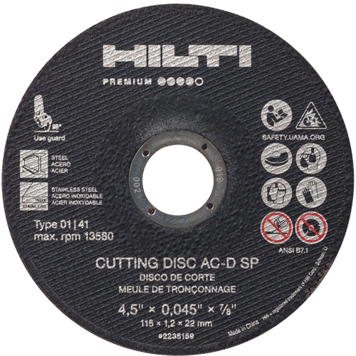 AC-D SP Cut-Off Wheel, 4-1/2" x 0.045", 7/8" Arbor, Type 1, 13580 RPM Cantin et fils