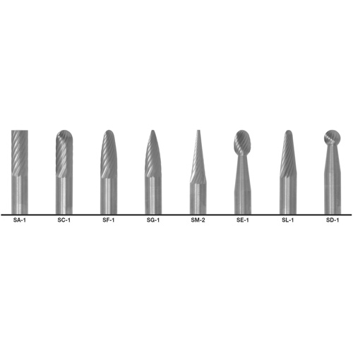 CLE-LINE 1855 Double Cut Carbide Burr Set, 8 Pieces Cantin et fils