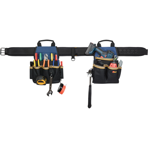 Combin&eacute;s de ceinture &agrave; outils &agrave; 20 pochettes, Polyester, Noir Cantin et fils