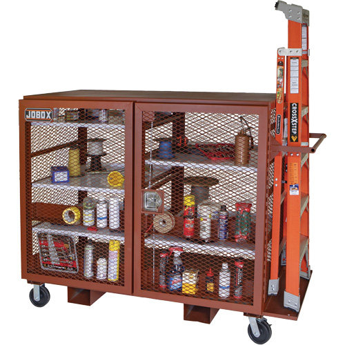 Armoire mobile en treillis, Acier, 49 pi³, Rouge Cantin et fils