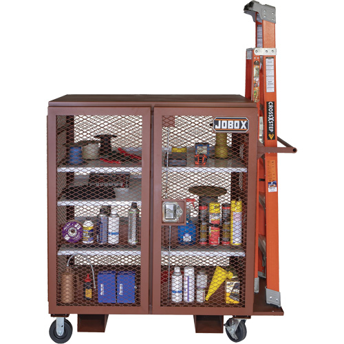 Armoire mobile en treillis, Acier, 37 pi³, Rouge Cantin et fils