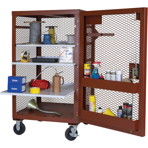 Armoire mobile en treillis, Acier, 22 pi³, Rouge Cantin et fils