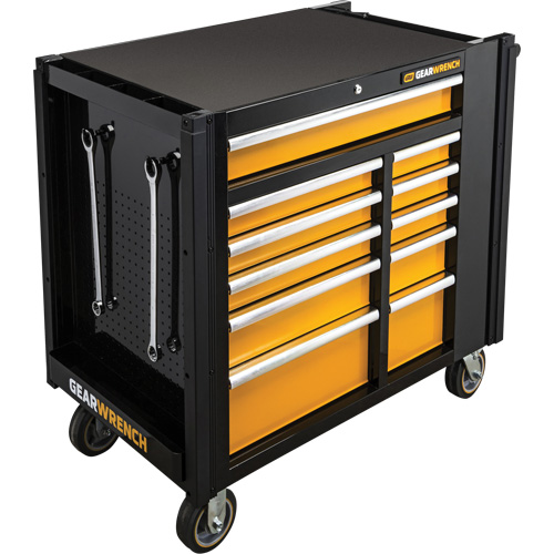 Chariot &agrave; outils &eacute;lectrique, 11 tiroirs, 42-1/2" la x 24-7/16" p x 41" h, Noir/Orange Cantin et fils