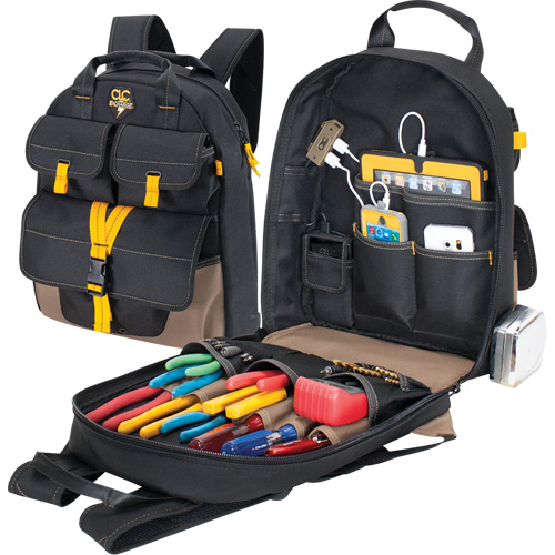 E-Charge Back Pack, 13-1/2" L x 5-1/4" W, Black, Polyester Cantin et fils