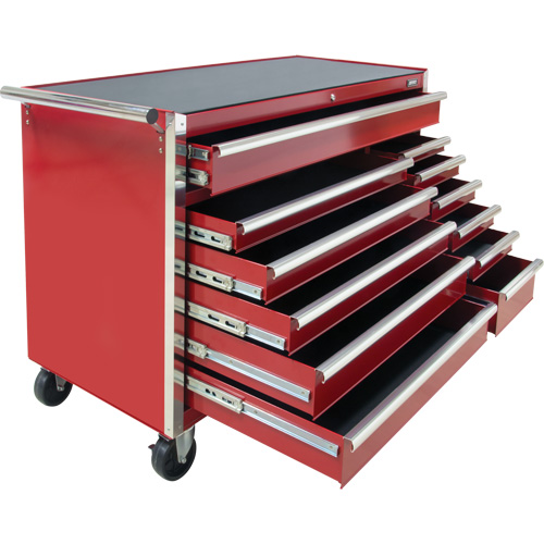 Chariot &agrave; outils industriel, 12 tiroirs, 56" la x 24-1/2" p x 38-1/8" h, Rouge Cantin et fils