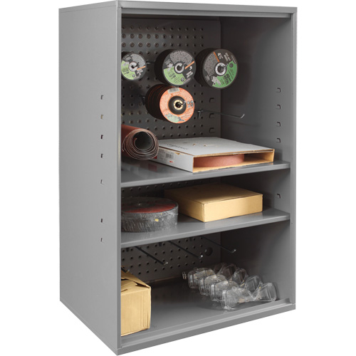 Armoire d'entreposage de produits abrasifs avec panneau perfor&eacute;, Acier, 19-7/8" x 14-1/4" x 32-3/4", Gris Cantin et fils