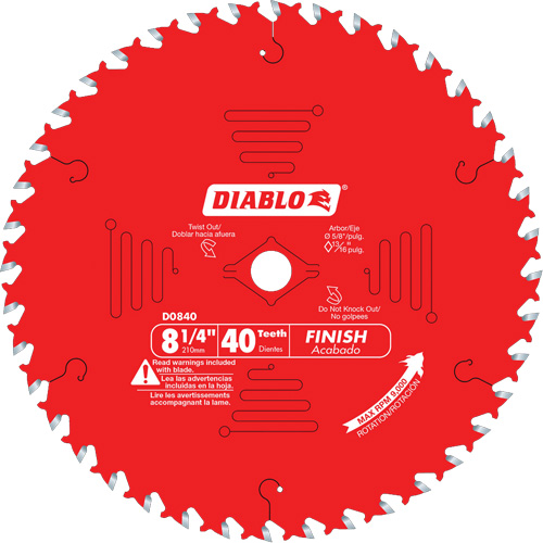 Lames de scie pour entrepreneur - Lames de scie finition, 8-1/4", 40 dents, Pour Bois Cantin et fils