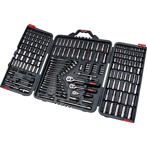 1/4", 3/8" & 1/2" Drive SAE/Metric Socket & Wrench Set, 210 Pcs, Deep Cantin et fils