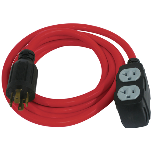 Generator Extension Cord, SJTW, 12/3 AWG, 30 A, 4 Outlet(s), 10' Cantin et fils