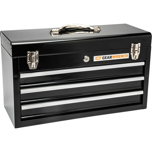 Boîte &agrave; outils portative, 20" la, 3 tiroirs, Noir Cantin et fils