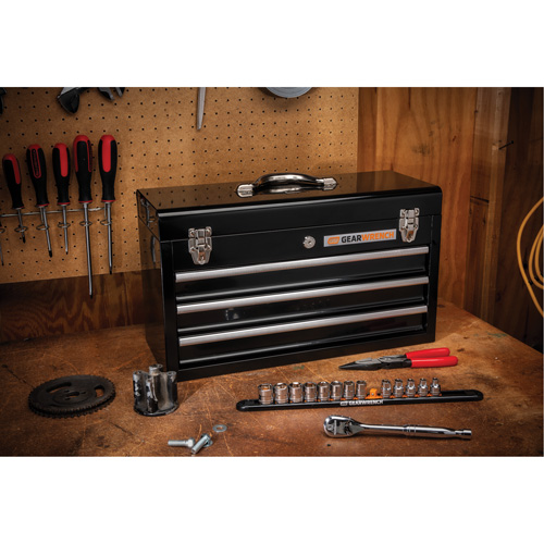 Boîte &agrave; outils portative, 20" la, 3 tiroirs, Noir Cantin et fils