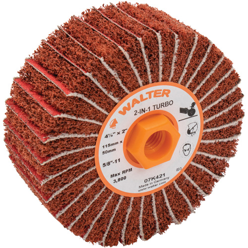 Tambours turbo Two-In-One, 4-1/2" dia. x 2" la, 5/8"-11 Arbre, Grain 60 Cantin et fils