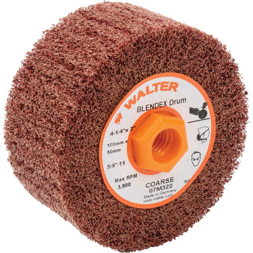 Tambour de conditionnement de surface Blendex ALLSTEEL, 4-1/4" dia. x 2" la, 5/8"-11 Arbre, Grain Cors&eacute; Cantin et fils