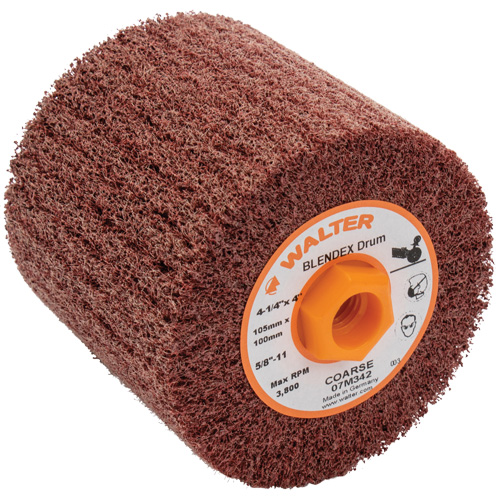 Tambour de conditionnement de surface Blendex ALLSTEEL, 4-1/4" dia. x 4" la, 5/8"-11 Arbre, Grain Cors&eacute; Cantin et fils