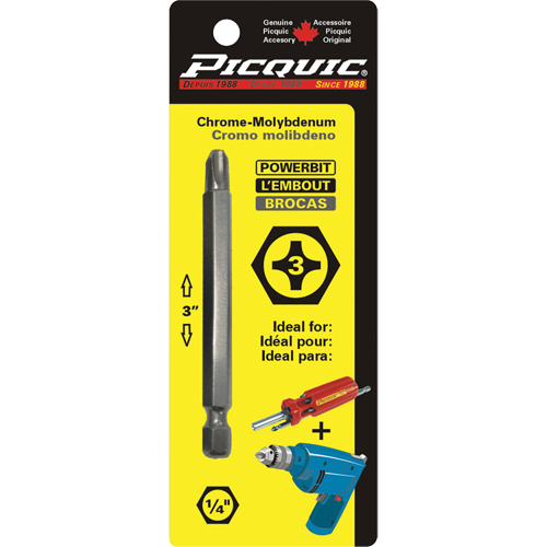 Embout, Phillips, Embout #3, Prise 1/4", Longueur 3" Cantin et fils