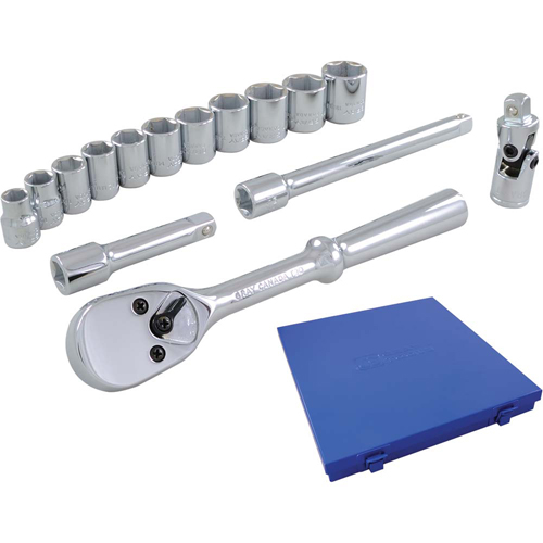 Jeu de douilles et accessoires, 15 Mcx, Prise de 3/8" Cantin et fils