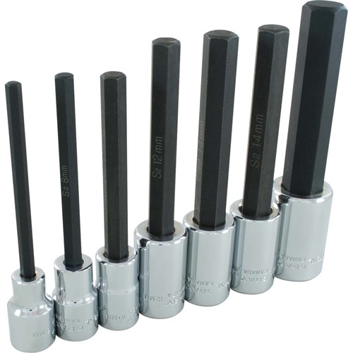 Jeu de douilles &agrave; t&ecirc;te hexagonale tr&egrave;s longues, Hexagonale, Prise 1/2", 7 mrcx Cantin et fils