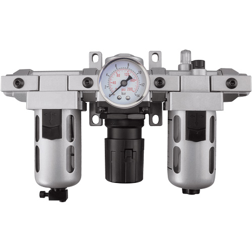Filtre, r&eacute;gulateur et lubrificateur d'air modulaire (manom&egrave;tre compris), 1/4" NPT Cantin et fils