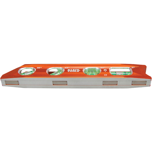 Torpedo Billet Level, 8" L, Aluminum, 4 Vials, Magnetic Cantin et fils