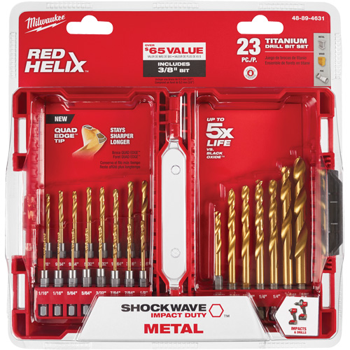Shockwave Impact Duty Drill Bit Set, 23 Pieces, Titanium Cantin et fils