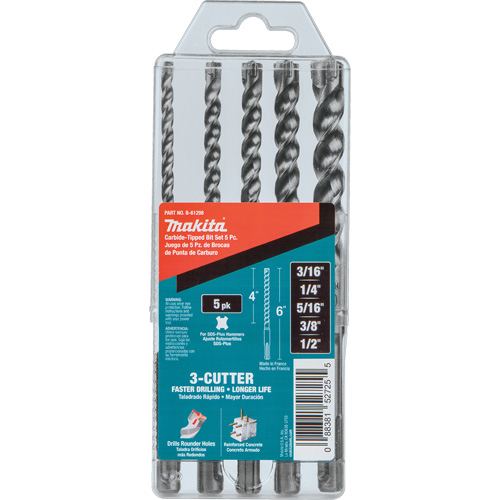 SDS-Plus 3-Cutter Bit Set, 5 Pieces, Carbide Cantin et fils