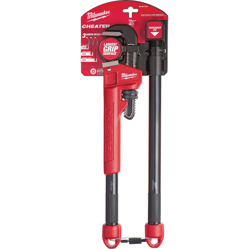 Cl&eacute; &agrave; tuyau adaptable Cheater, Cap des m&acirc;choires 2-1/2", Longueur 18"/24"/10", Fini Rev&ecirc;tement en poudre, Prise Ergonomique Cantin et fils