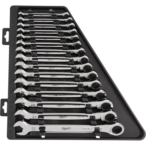 Ratcheting Wrench Set, Combination, 15 Pieces, Metric Cantin et fils