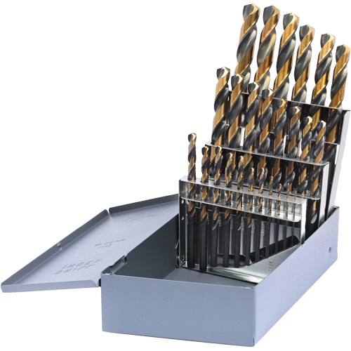 Jeu de forets m&eacute;triques courts DRILLCO, 25 morceaux, Acier rapide Cantin et fils