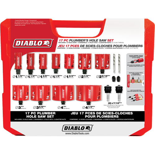 Plumber's Bi-Metal Hole Saw Set, 17 Pieces Cantin et fils