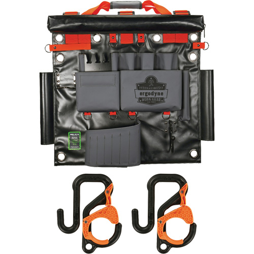 Arsenal 5711 Bucket Truck Tool Board with 2" Locking Aerial Bucket Hooks Kit, Nylon, 8 Pockets, Grey Cantin et fils