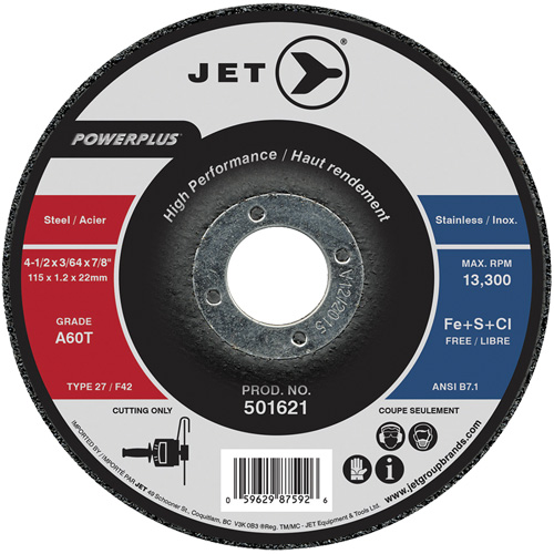A60T PowerPlus Cut-Off Wheel, 4-1/2" x 3/64", 7/8" Arbor, Type 27, 13300 RPM Cantin et fils