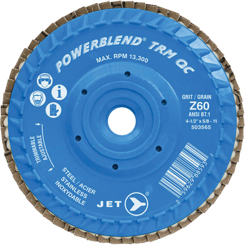 Disque &agrave; feuillets PowerBlend TRM QC ajustable, 4-1/2" x 5/8"-11, Type 27, Grain Z60, Alumine de zirconium Cantin et fils