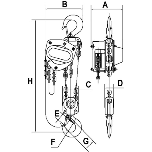 KCH Series Chain Hoists, 10' Lift, 11000 lbs. (5 tons) Capacity, Alloy Steel Chain Cantin et fils