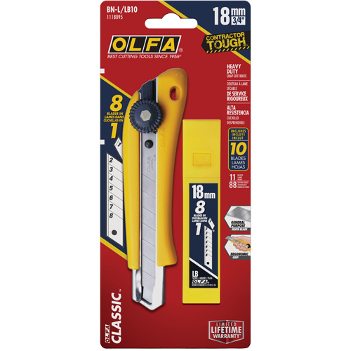 Heavy-Duty Utility Knife with Replacement Blades, 18 mm, Stainless Steel Blade Cantin et fils