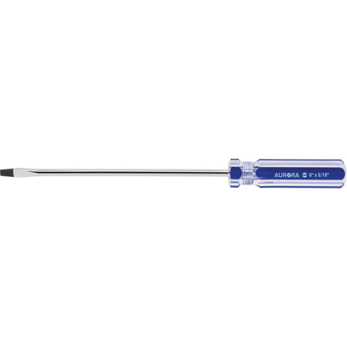 Tournevis &agrave; fente bleu transparent avec bandes, Tige de 3/16", Ronde, Prise en Plastique Cantin et fils