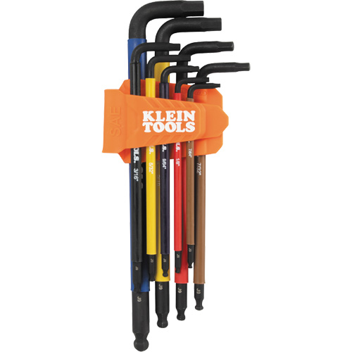 Jeu de cl&eacute; hex de style L extra longues et chromocod&eacute;es avec support, 9 mcx, Imp&eacute;rial Cantin et fils