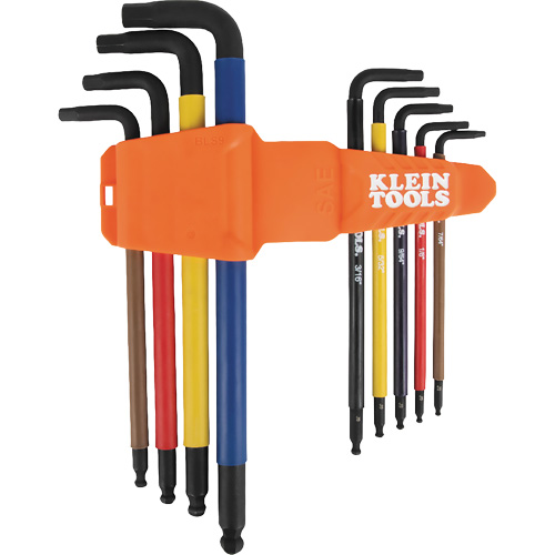 Jeu de cl&eacute; hex de style L extra longues et chromocod&eacute;es avec support, 9 mcx, Imp&eacute;rial Cantin et fils