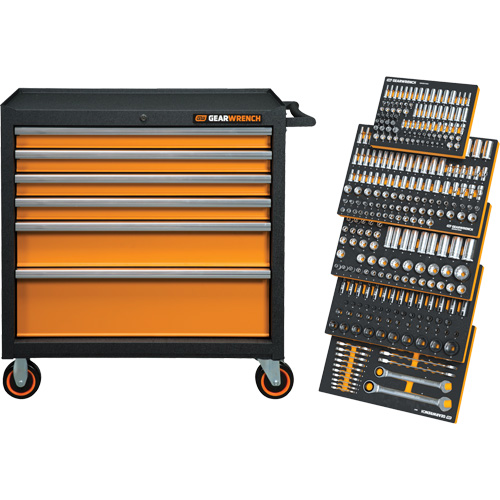 MEGAMOD Metric Mechanics Tool Set in Modular Foam Trays with Rolling Cabinet, 358 Pieces Cantin et fils